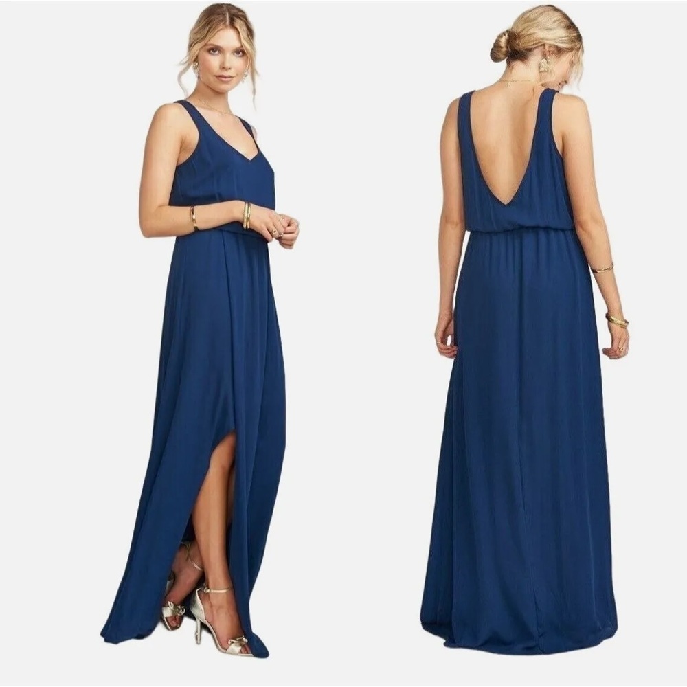 Show Me Your Mumu Kendall Wrap Maxi Navy Blue Women’s Large Formal Gown